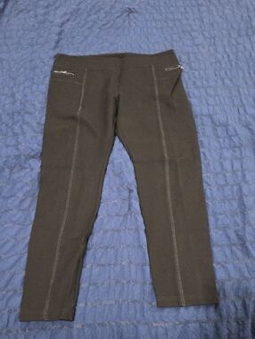 Romeo & Juliet Couture Black Slim Zip-Detail Leggings Size L!